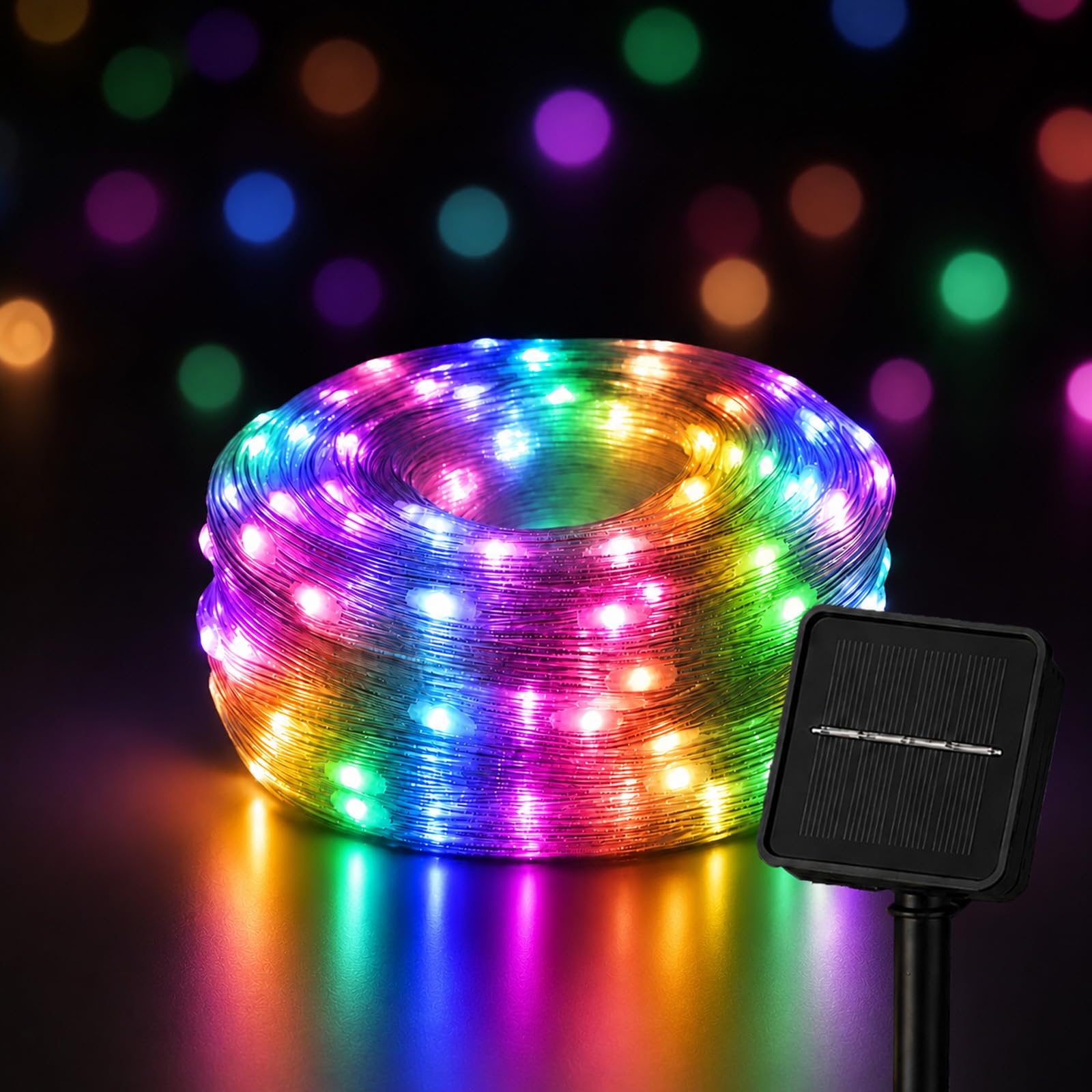 ZingBox Solar Lichterkette Außen, 7M 50LED Bunte Dimmbar, 8 Modi Wasserdicht LED Lichterkette, Lichterketten Outdoor für Garten Balkon Party Weihnachtsbaum Terrasse Zaun Hof Camping Hochzeit Deko