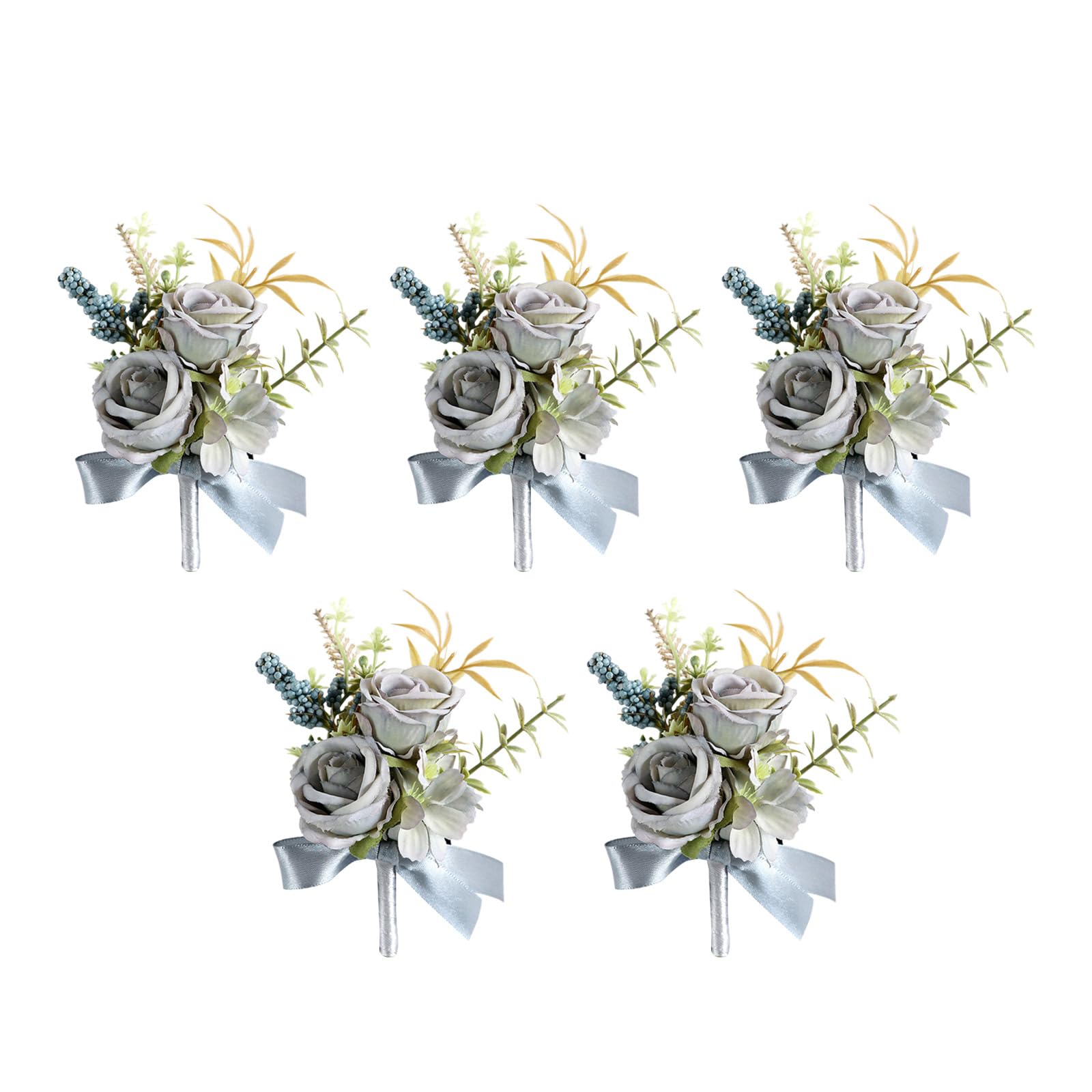 Tsophreniq 5Pcs Wedding Corsages Boutonniere Prom Boutonniere for Wedding Ceremony Anniversary, Rose Corsages for Bride and Groom, Artificial Flower Brooch
