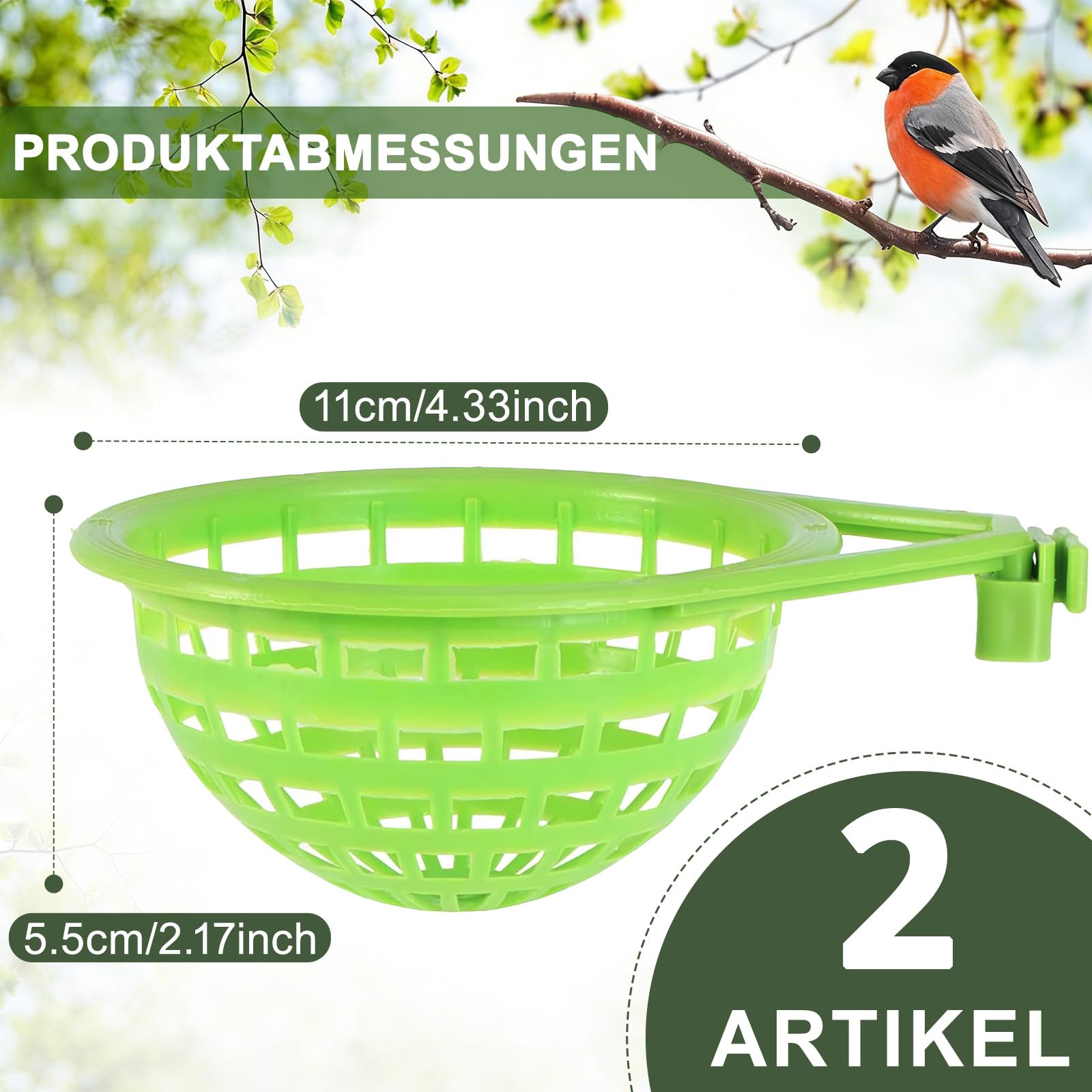 LATRAT Lot de 2 cages à suspendre en plastique pour canaris, perroquet, canaris, pigeon (petit)