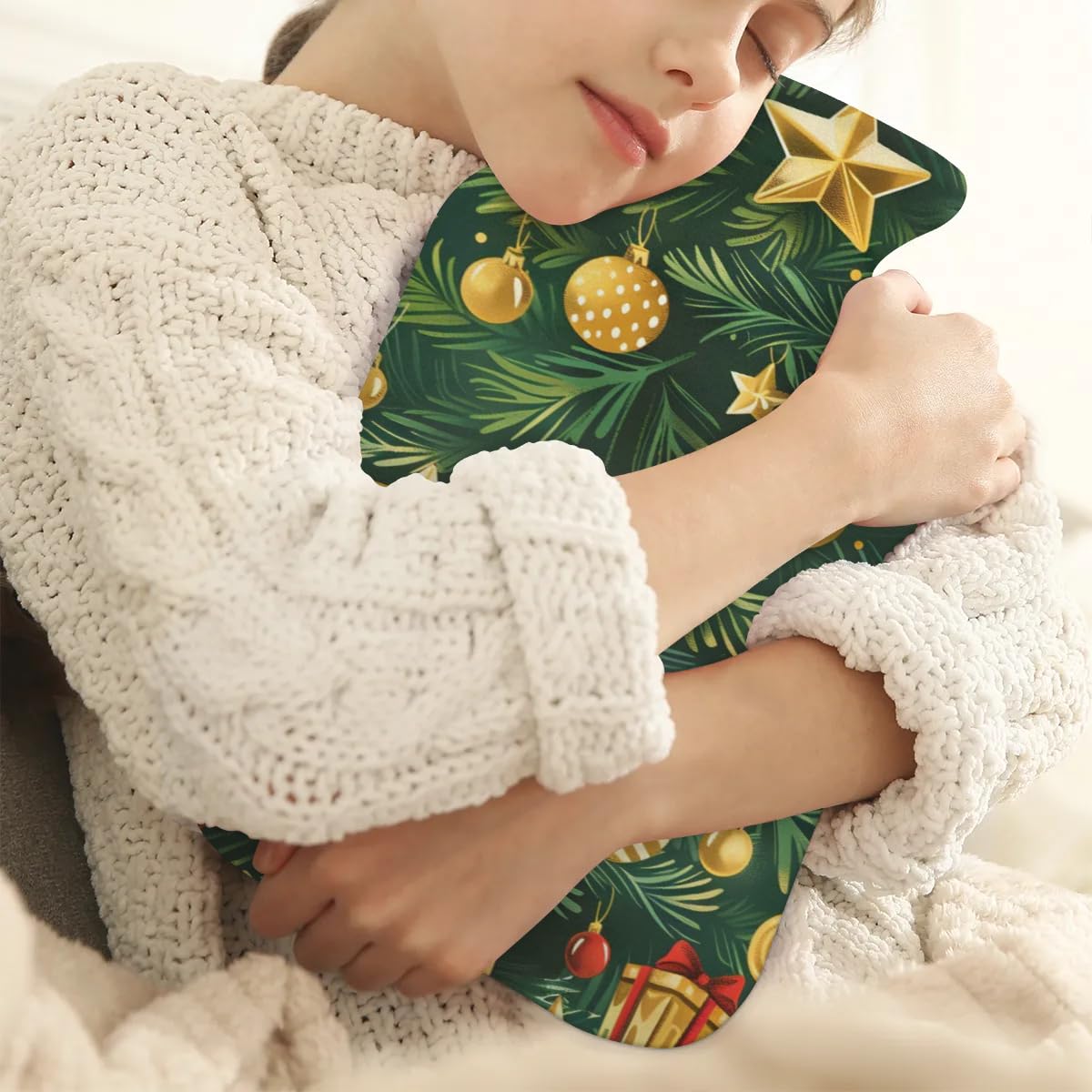 Hot Water Bottle with Soft Cover,2L Christmas Festivals Hot Water Bag for Hot and Cold Compress, Hand Feet Warmer, Magical Tree Rubber Hot or Cold Water Bottle Halloween Christmas Decorations