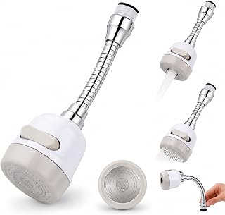 PARENCE – Extensión flexible de grifo de 360° – Aireador de grifo de cocina M22, 2 modos: chorro y ducha, protector de agua cromado, giratorio, resistente a salpicaduras
