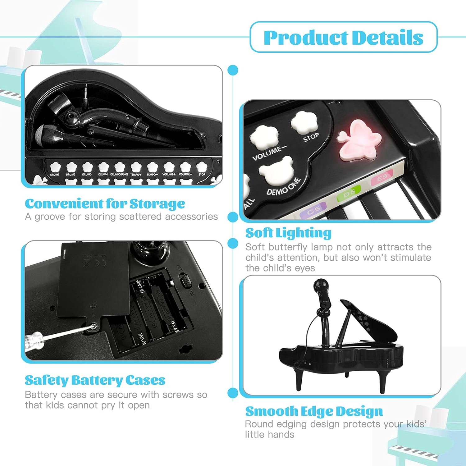 24 Keys Piano Toys with Microphone for Toddlers Gift