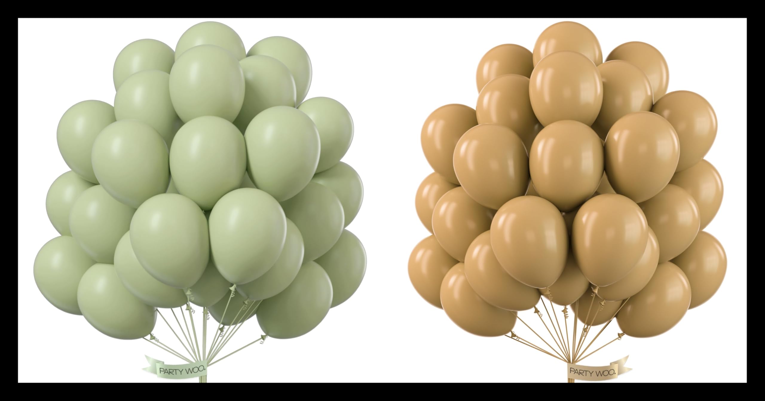 PartyWoo Sage Green Balloons 100 pcs and PartyWoo Tan Balloons 100 pcs