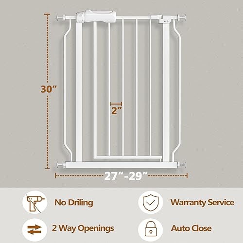 Miniatura 3 de Fairy Baby Puerta estrecha para bebés de 27 a 29 pulgadas de ancho, pequeña puerta de seguridad con cierre automático, montada a presión para