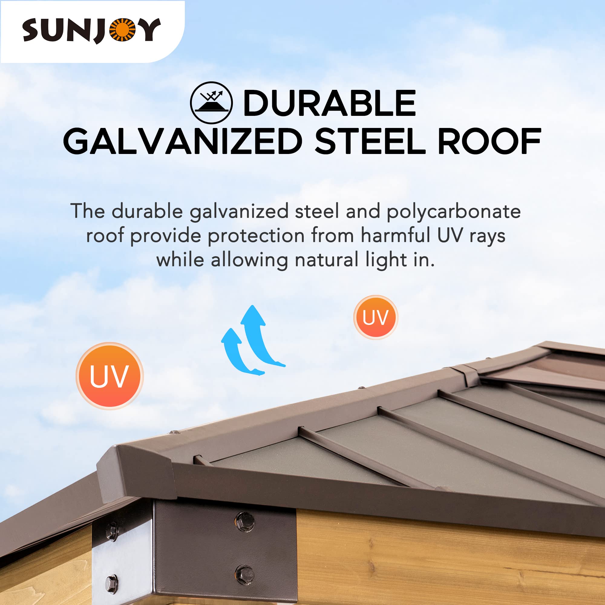 Amazon.com : Sunjoy Hardtop Gazebo 13 x 15 ft. Upgrade Cedar Framed Wood  Gazebo with Brown Steel and Polycarbonate Hip Roof Hardtop for Garden,  Backyard Shade, Brown Roof + Natural Wood Frame :