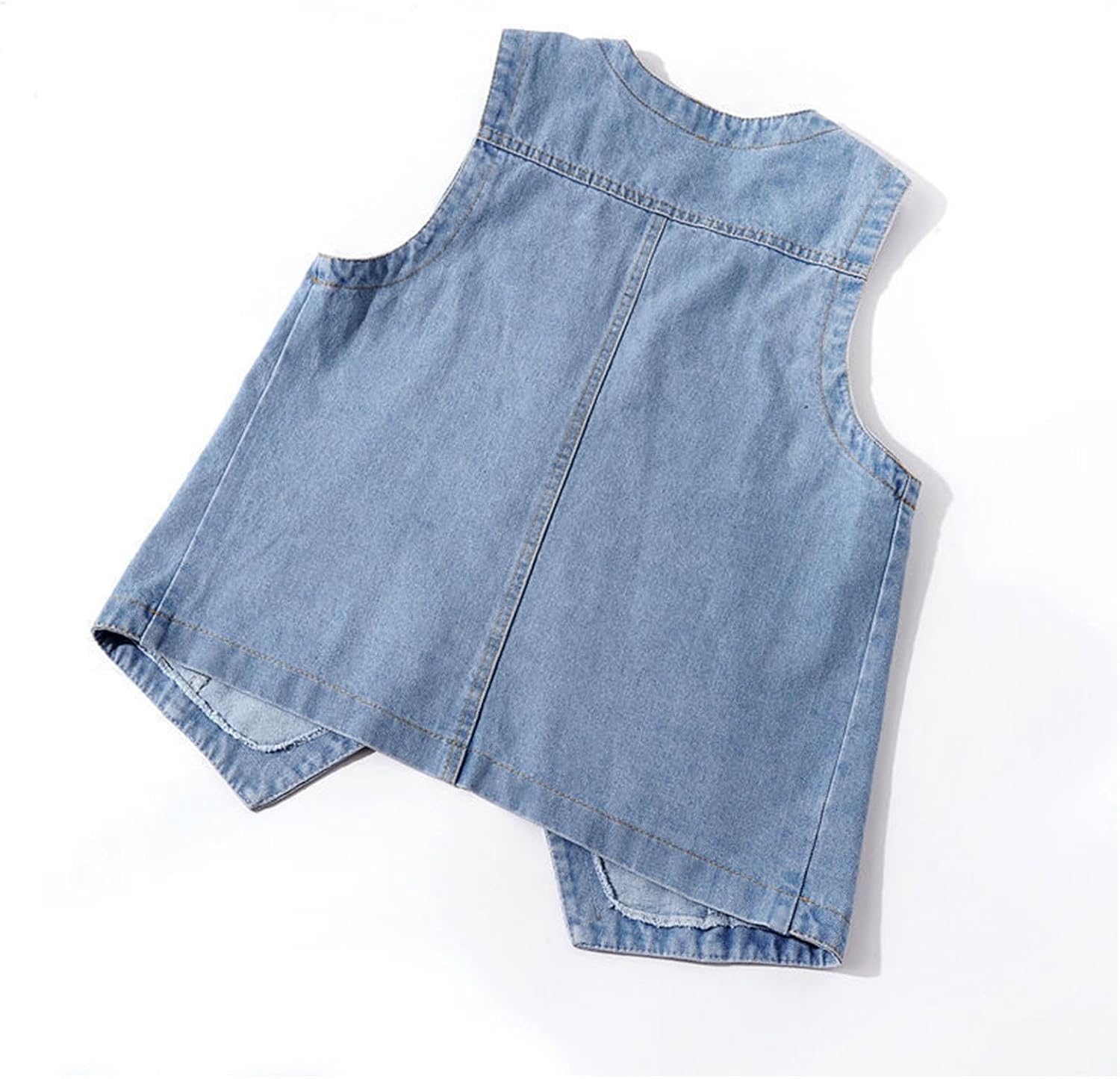 Boys Girls Denim V Neck Vest Vintage Button Down Tank Jacket Sleeveless Soft Outwear Tops Cowboy Vest Fall Clothes