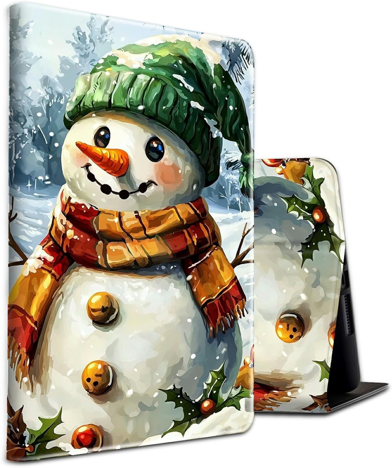 Case for Kindle Fire HD 10 & 10 Plus Tablet (13th/11th Generation, 2023/2021 Release) 10.1" PU Leather Shockproof Stand Protective Cover with Auto Sleep/Wake,Snowman with Hat