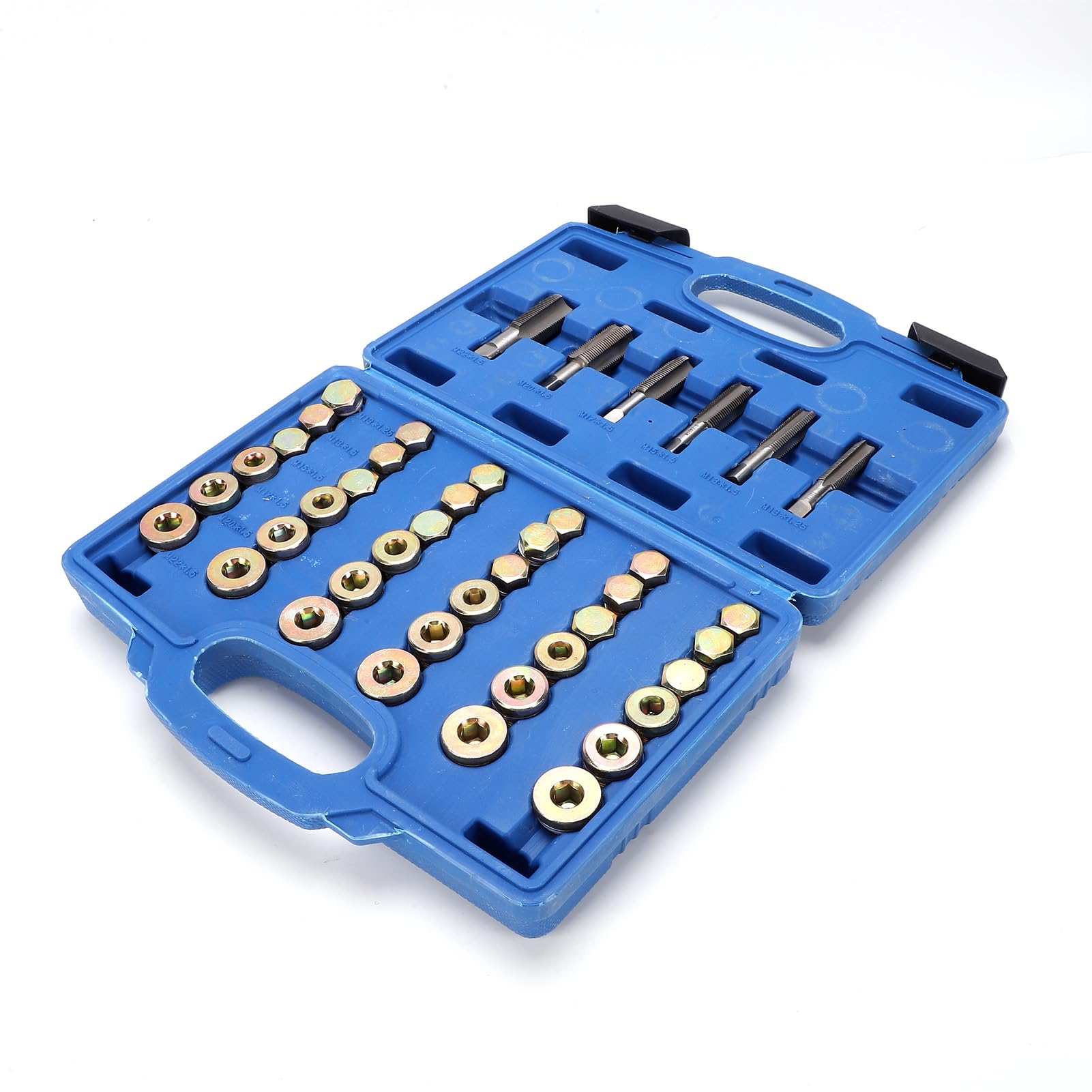 Kit di riparazione del tappo di scarico della coppa dell'olio Set di strumenti di rimozione da 114 pezzi in acciaio legato Custodia da trasporto per la riparazione della