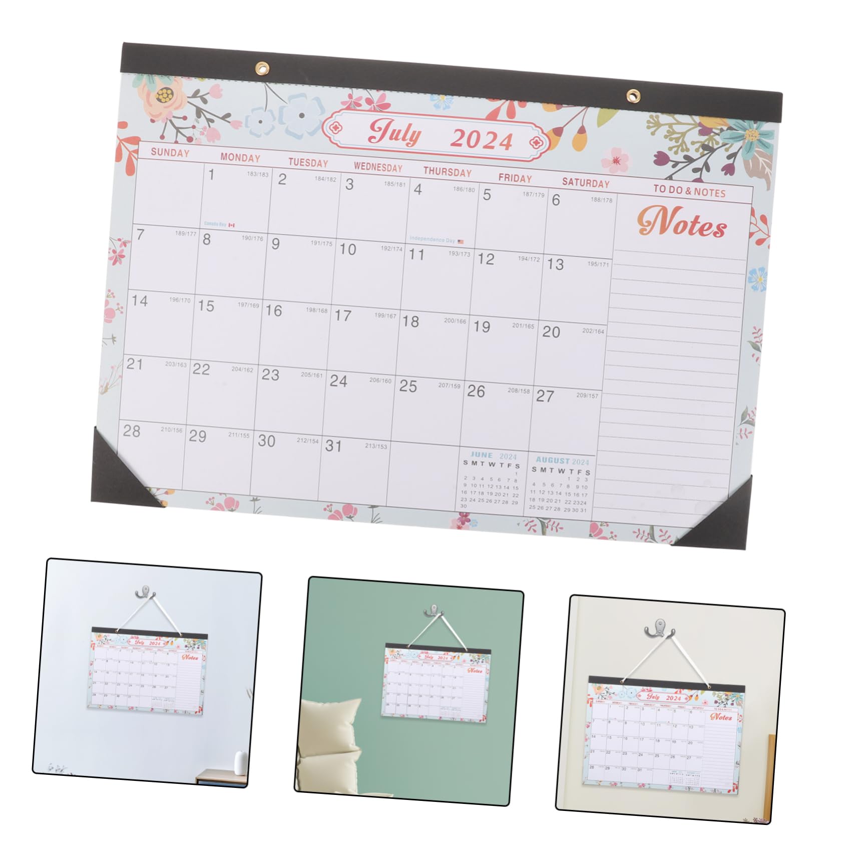 TEHAUX 4pezzi Calendario Da Parete Mensile Design Originale Con Spazio Per Appunti e Obiettivi Per Ufficio e Casa Calendario Stabile e Resistente Per Famiglia e Amici