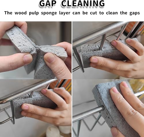 Miniatura 6 de POMNI Paquete de 24 esponjas para fregar antiarañazos, esponjas de cocina de doble cara para lavar platos y uso en la cocina