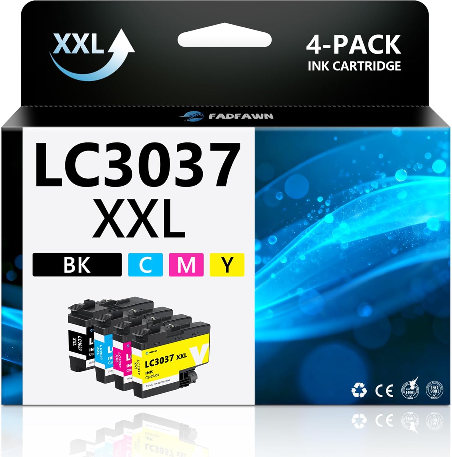 LC3037XXL Ink Cartridges Replacement for Brother LC3037 BK/C/M/Y to Use with MFC-J5845DW XL MFC-J5945DW MFC-J6545DW XL MFC-J6945DW Printers (4-Pack)
