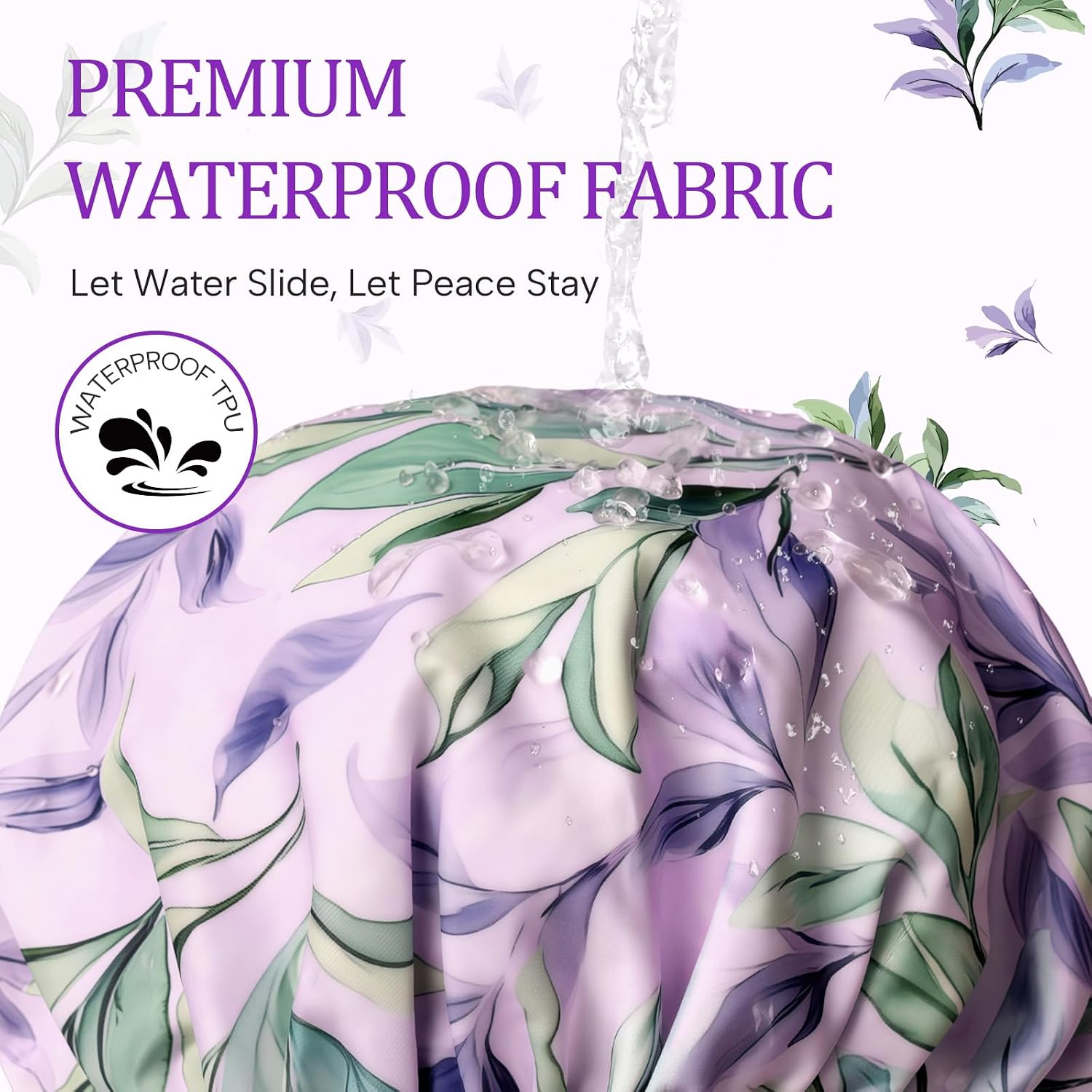 Years calm Shower Caps for Women Reusable Waterproof – Double Layer Elastic Cap with Tropical Botanical Print Shower Cap for Shower, Spa, Travel, Bath & Daily Hair Protection