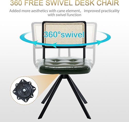 Miniatura 4 de Zesthouse Silla de escritorio sin reposabrazos, silla de oficina moderna de mediados de siglo con malla de ratán y respaldo de madera, silla