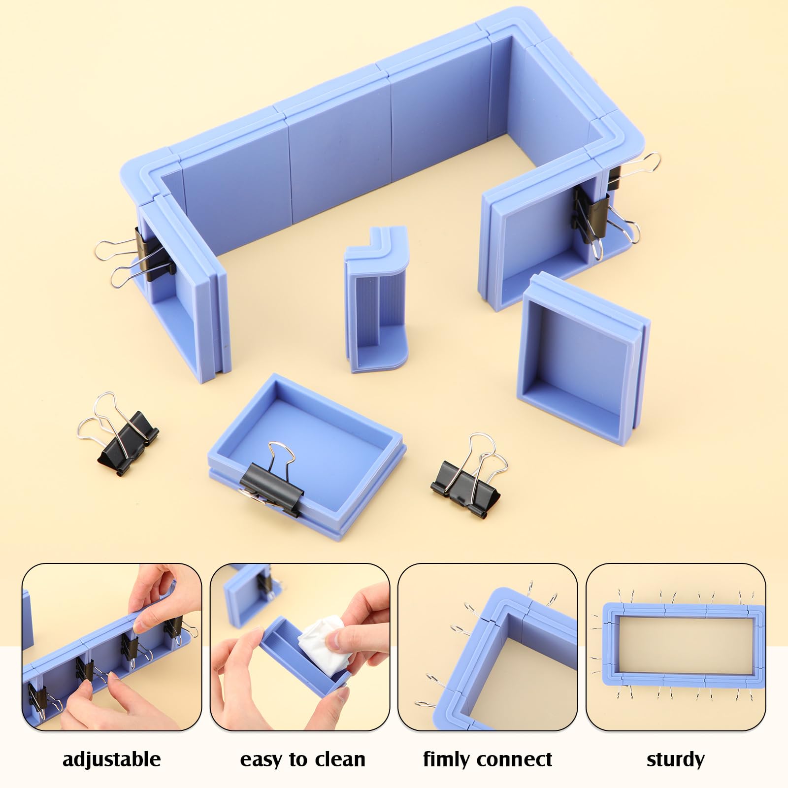 Lineshading Carcasa de molde ajustable para hacer moldes de silicona, kit de carcasa de molde de silicona, combinación gratuita y moldes de jabón escalonables, kit para hacer moldes de silicona,
