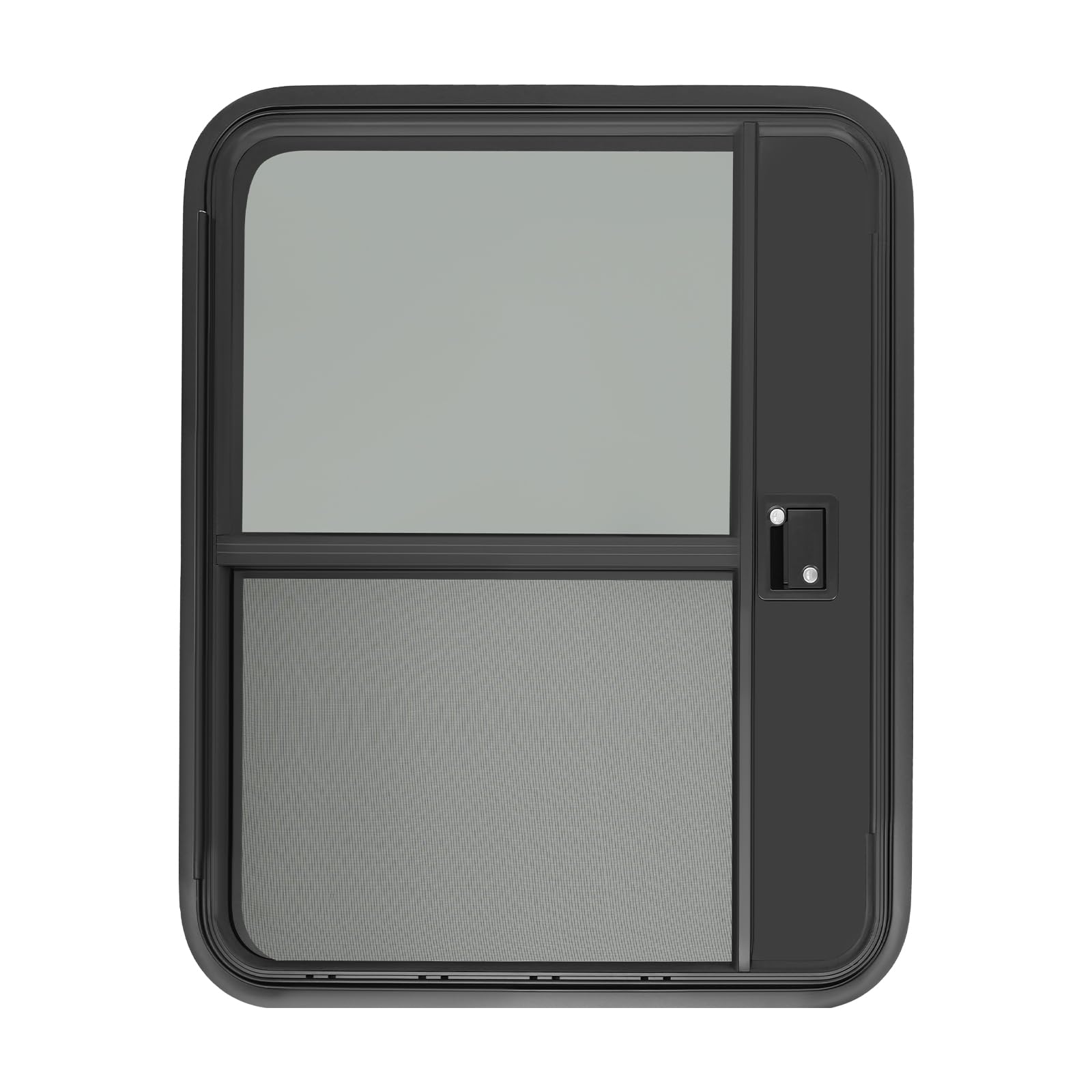 30"x36" RV Entry Door, Black Aluminum Alloy Teardrop Trailer Door with Tempered Glass, Universal Fit for RVs, Campers, Horse Trailers, Cargo Trailers (Left, 30"x36")
