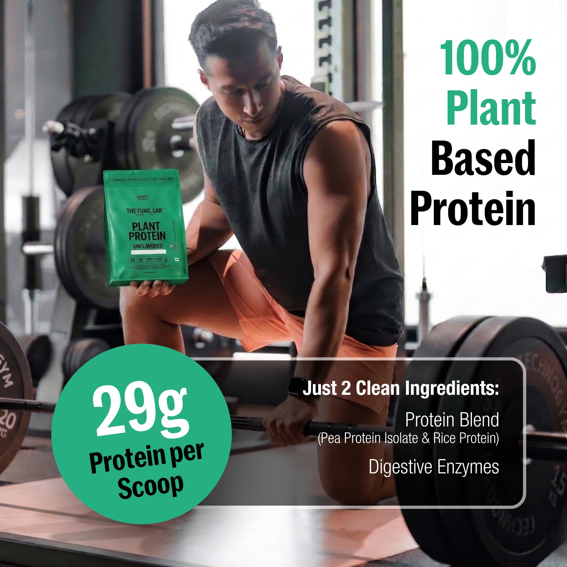 The Func. Lab Plant Protein for Men and Women – Unflavored | 1 kg | 29g Protein per Scoop | Pea and Rice Blend | Vegan, Sugar‑Free | Gut Friendly, Vegetarian — Amazon image 7