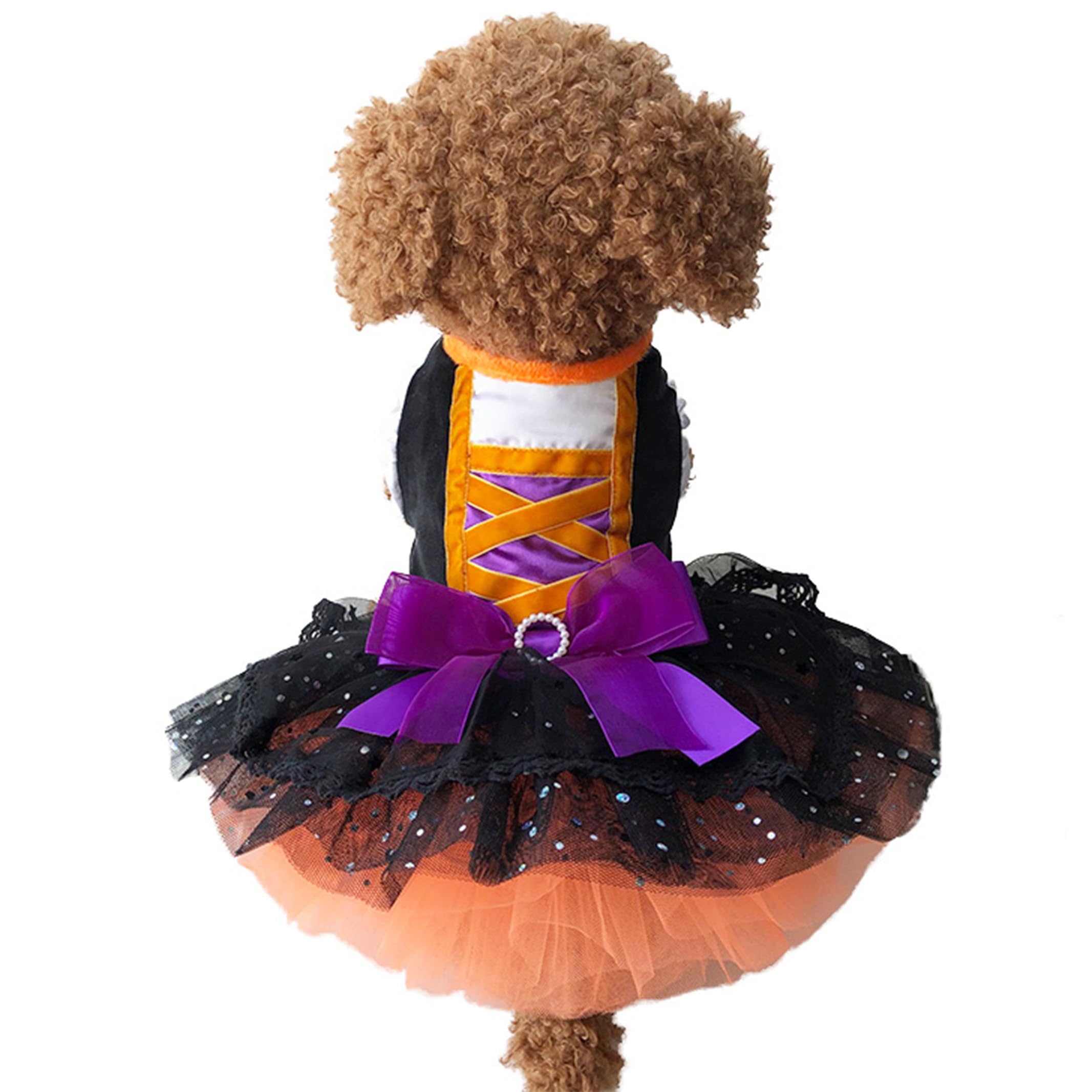 空茶　犬服　ハロウィンパープルドレス➕魔女帽子3着　ハンドメイド Amazon | リアル 犬服 ハロウィン 小型犬 ハロウィーン コスチューム