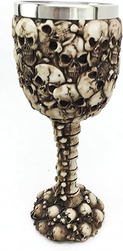 Miniatura 3 de Ebros Día de los Muertos Osario Calaveras Copa de vino con espina dorsal esquelética Montaña Montaña de Cráneo Humano Sacrificio Cáliz de vino como