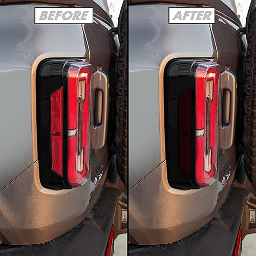 SlickMod Tinte de humo de vinilo precortado para luz trasera Ford Bronco 2021-2023 (20% humo oscuro, 3. marcador lateral de luz trasera)