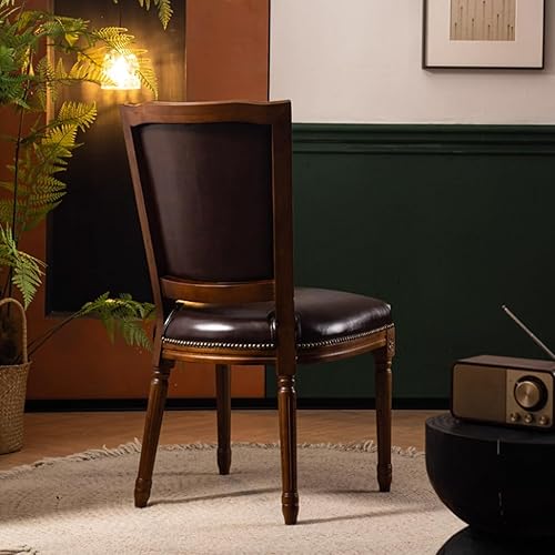 Miniatura 9 de Juego de 4 sillas de comedor de madera, silla de comedor rústica, sillas de comedor tapizadas con reposabrazos opcionales, silla de cocina para sala