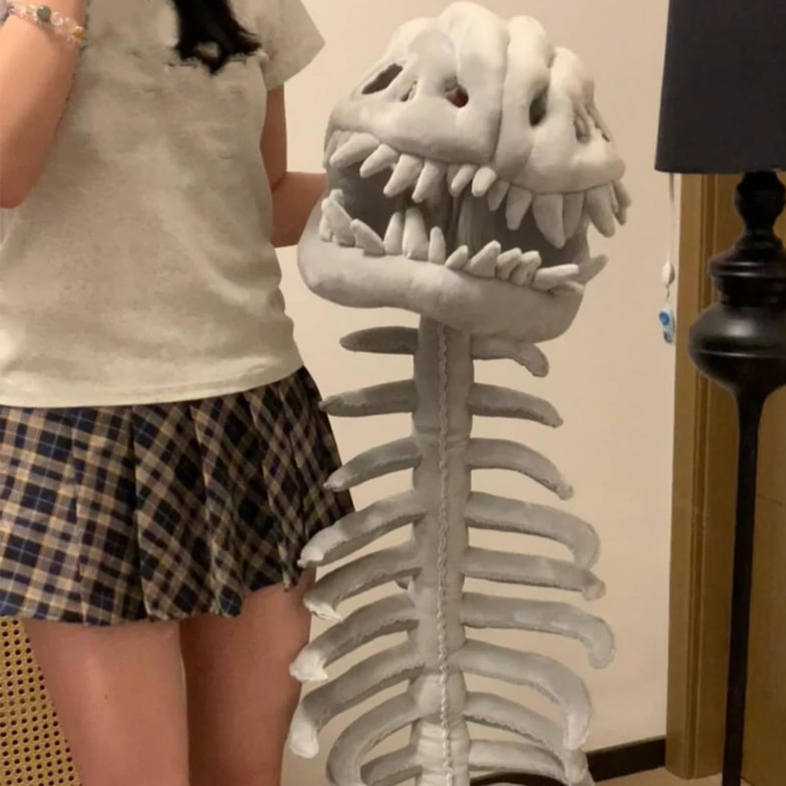 Kostium Dinozaura Dla Dzieci Pluszowy Szkielet Śmieszny Strój | Halloween Zestaw Kostiumu Czaszka Dla Kobiet Mężczyzn Dziewcząt Chłopców Karnawał Impreza Święto Scena