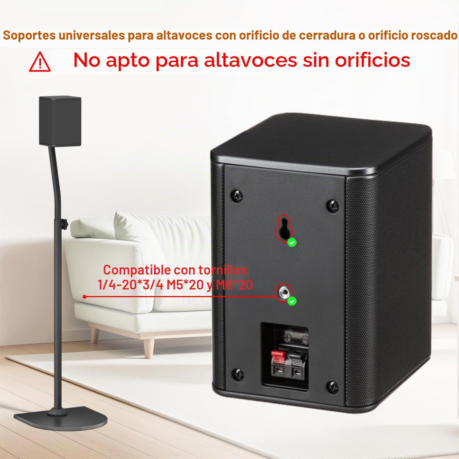 notiela Soporte universal para altavoces envolvente par de altura de 33 a 42 - Soporte de altavoz trasero para LG, Vizio, Sony, Samsung La mayoría de los pequeños soportes de altavoces de sonido