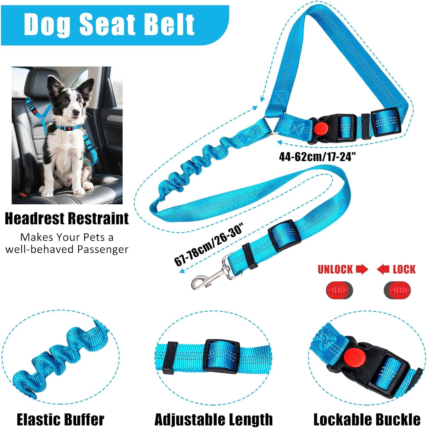 No Pull Dog Harness Adjustable Collar & Leash Set - Dog Halter Harnesses Collapsible Bowls & Poop Bag Dispenser Muzzle ID Tags Toys Fits Small Medium Large Dogs (Blue-M)