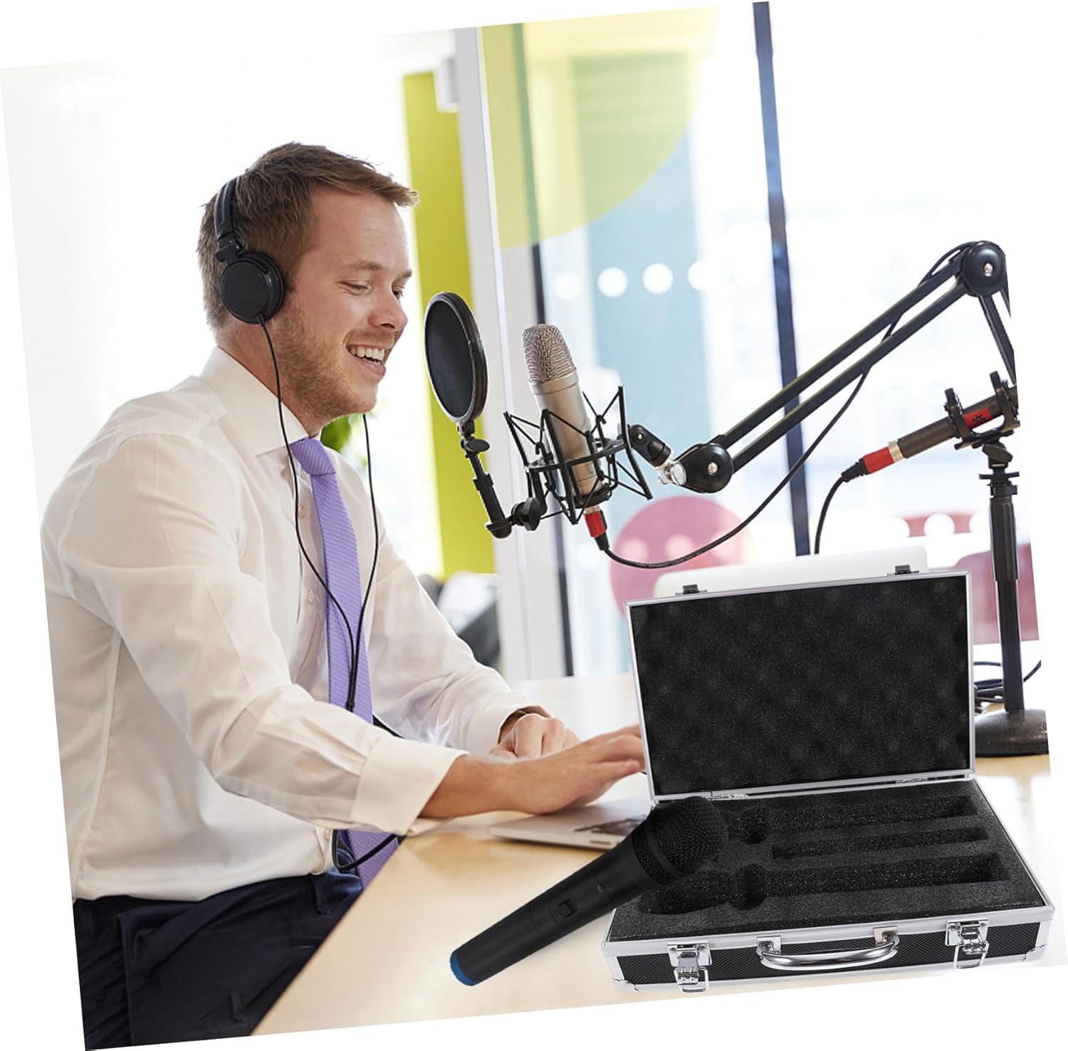 Microphone Holding Box Organizer Cable Travel Organizer for Music Microphone