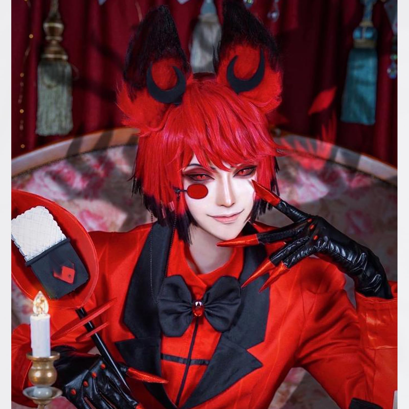 HJYZY Hazbin Cosplay Accessory Set Alastor Horns Clips Hair Clips Anime Merch Clothing Decoration Accessories 2 Pcs - Image 3