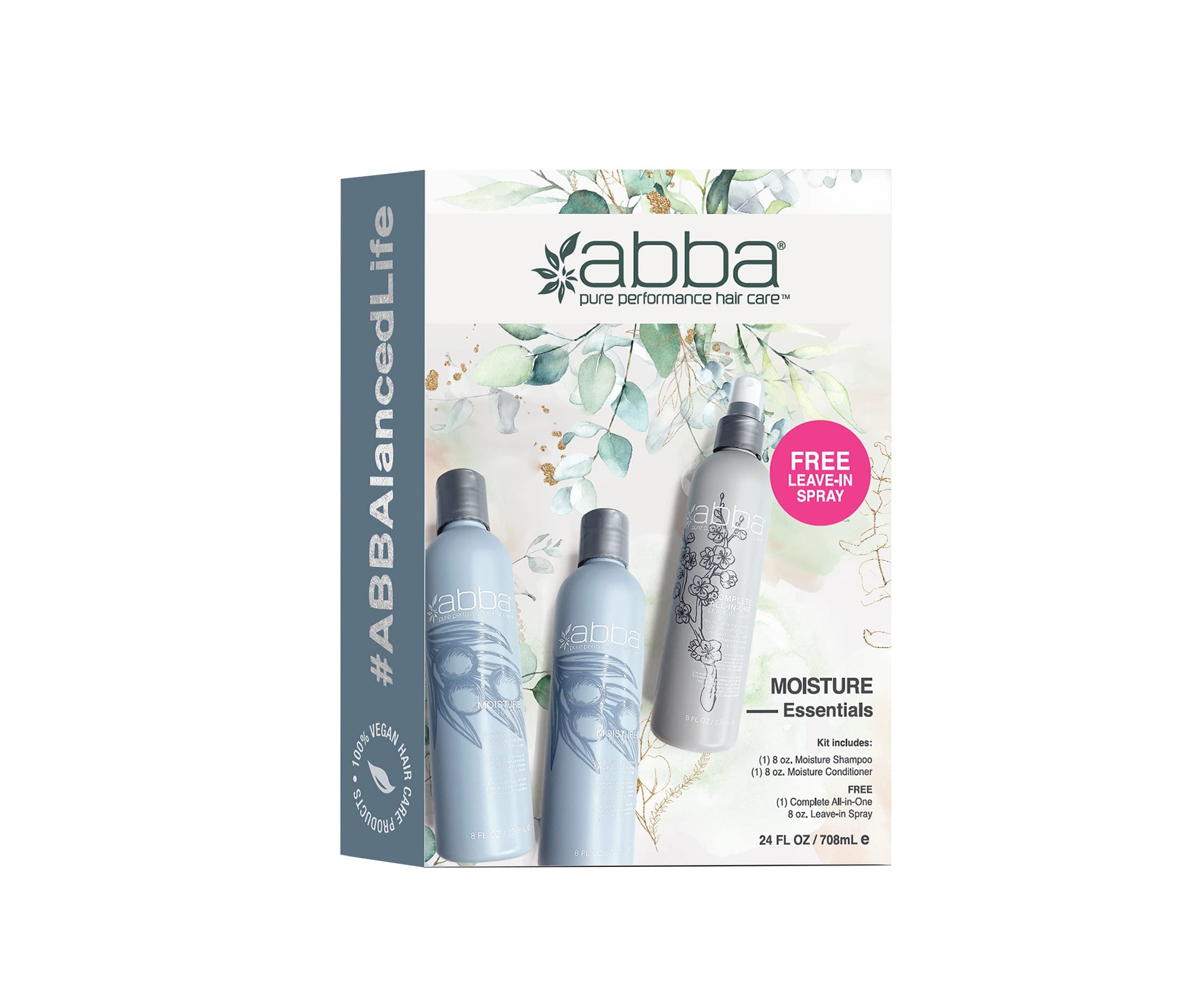 ABBA - Pure Essentials Value Trio – Shampoo, Conditioner & Bonus All-In-One Leave-In Spray