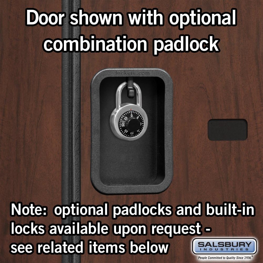Extra Wide Mahogany Wood Gym Locker with Shelves - 76"H x 45"W