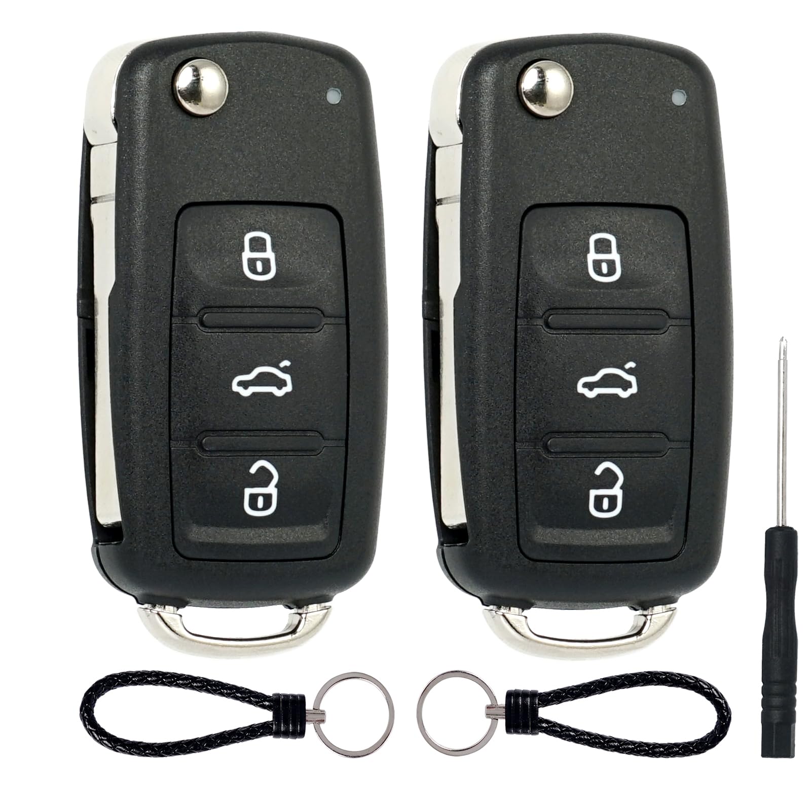 SUPALAND 2 Stück Autoschlüssel Gehäuse für VW Polo Golf Passat Jetta Beetle Scirocco EOS Touran Tiguan Caddy Sharan T5 UP Skoda, Fernbedienung Auto Schlüsselgehäuse, 3 Tasten mit Schlüsselschwert