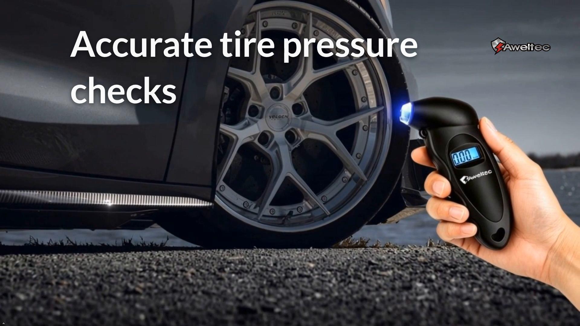 Image of Digital Tire Pressure Gauge,Accurate Cars Air Gauge 150 PSI,Black | 0-150PSI Calibrated,Accurate in 0.1 Increments,4 Measurement Units,Backlight LCD&Nozzle Light,for Everyday Vehicles