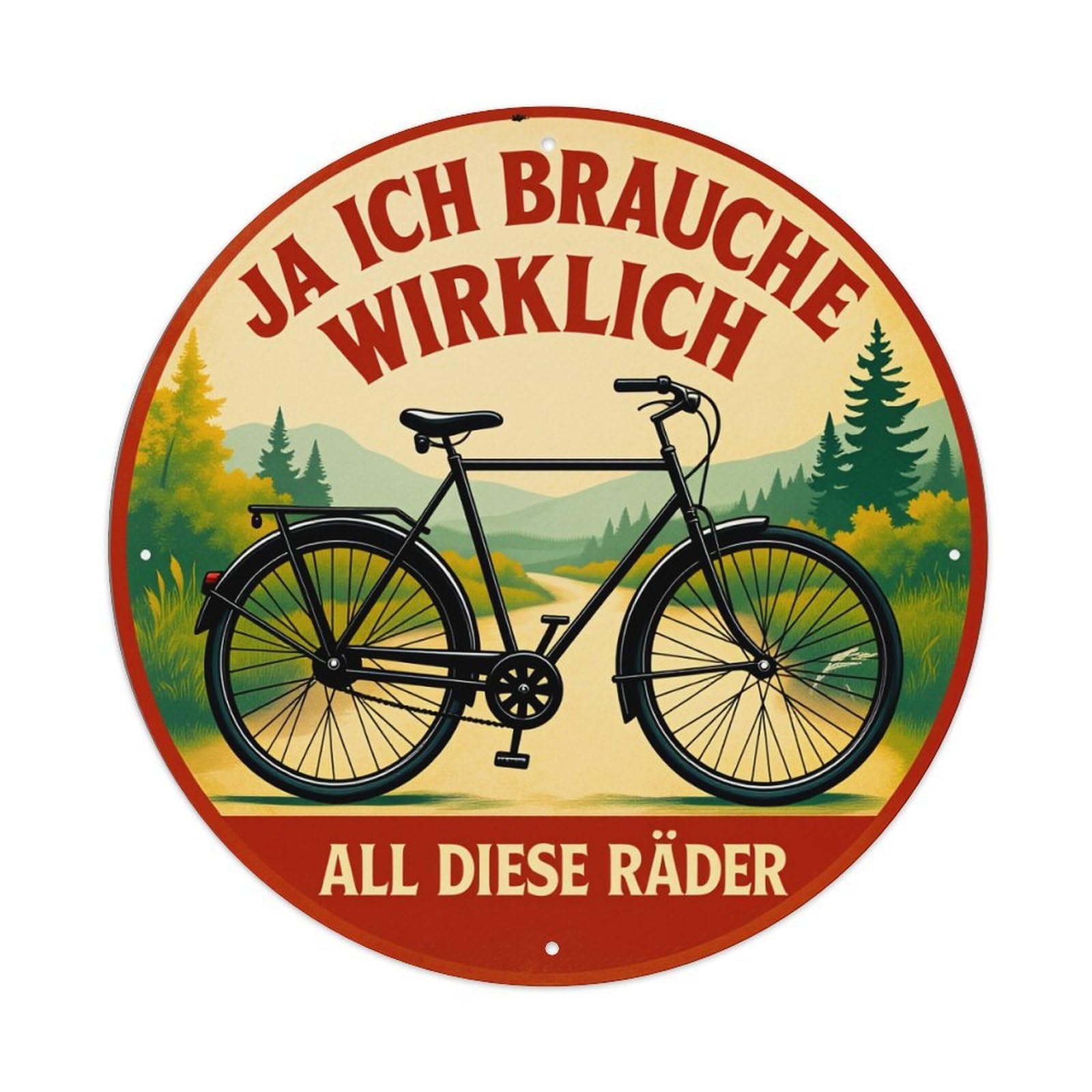 Bicycle In Nature Landscape With Mountains And Trees Metal Tin Sign Plaque