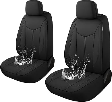 CAROMOP Neoprene Car Seat Cover 2 Front Seats, Waterproof Seat Covers for Cars, Universal Fit for Most Car Interior Covers-Sedan Truck SUVBlack