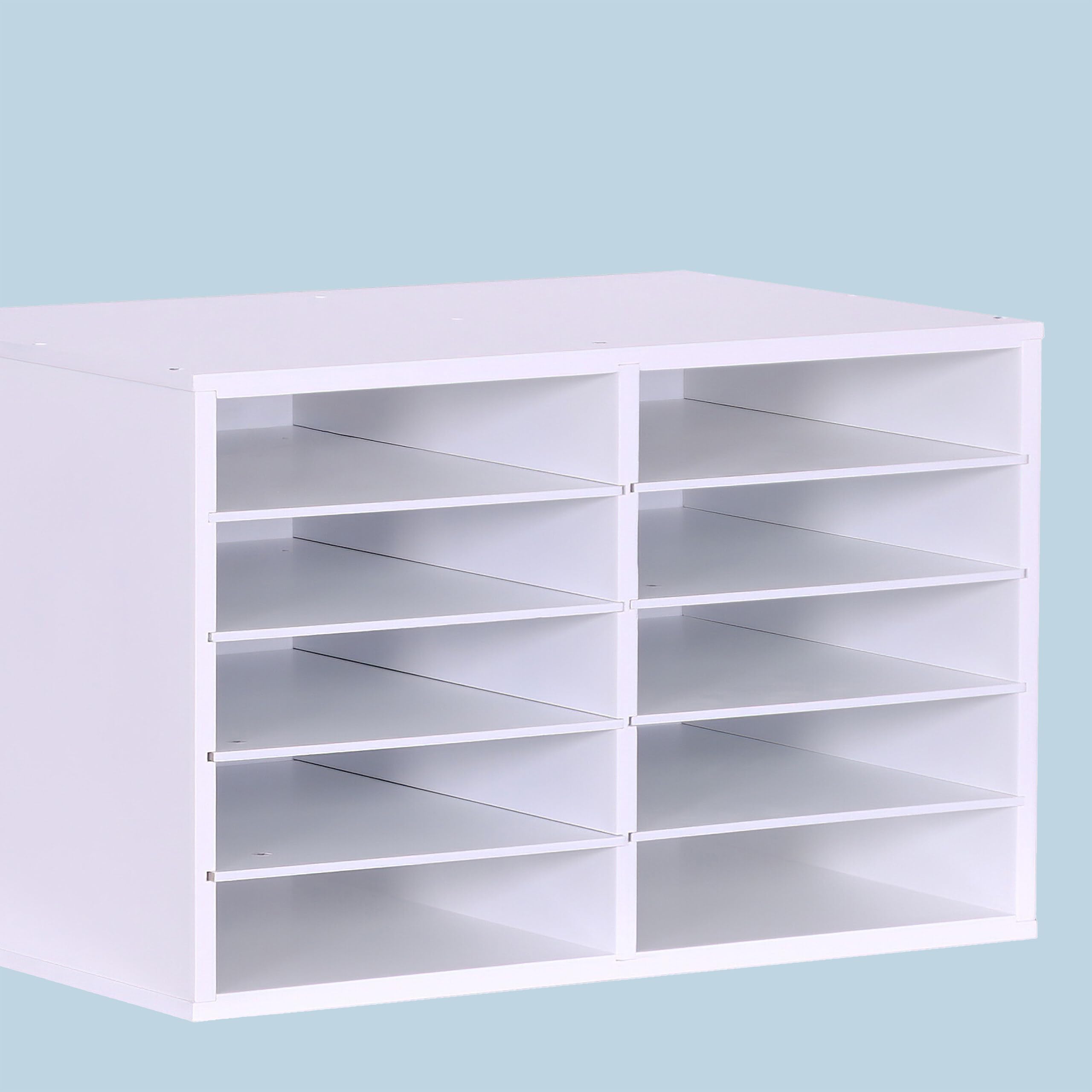 Relaxdays archivador de Documentos de bambú, DIN A4, 10 Compartimentos, Oficina, 31 x 49 x 31 cm, Organizador Blanco