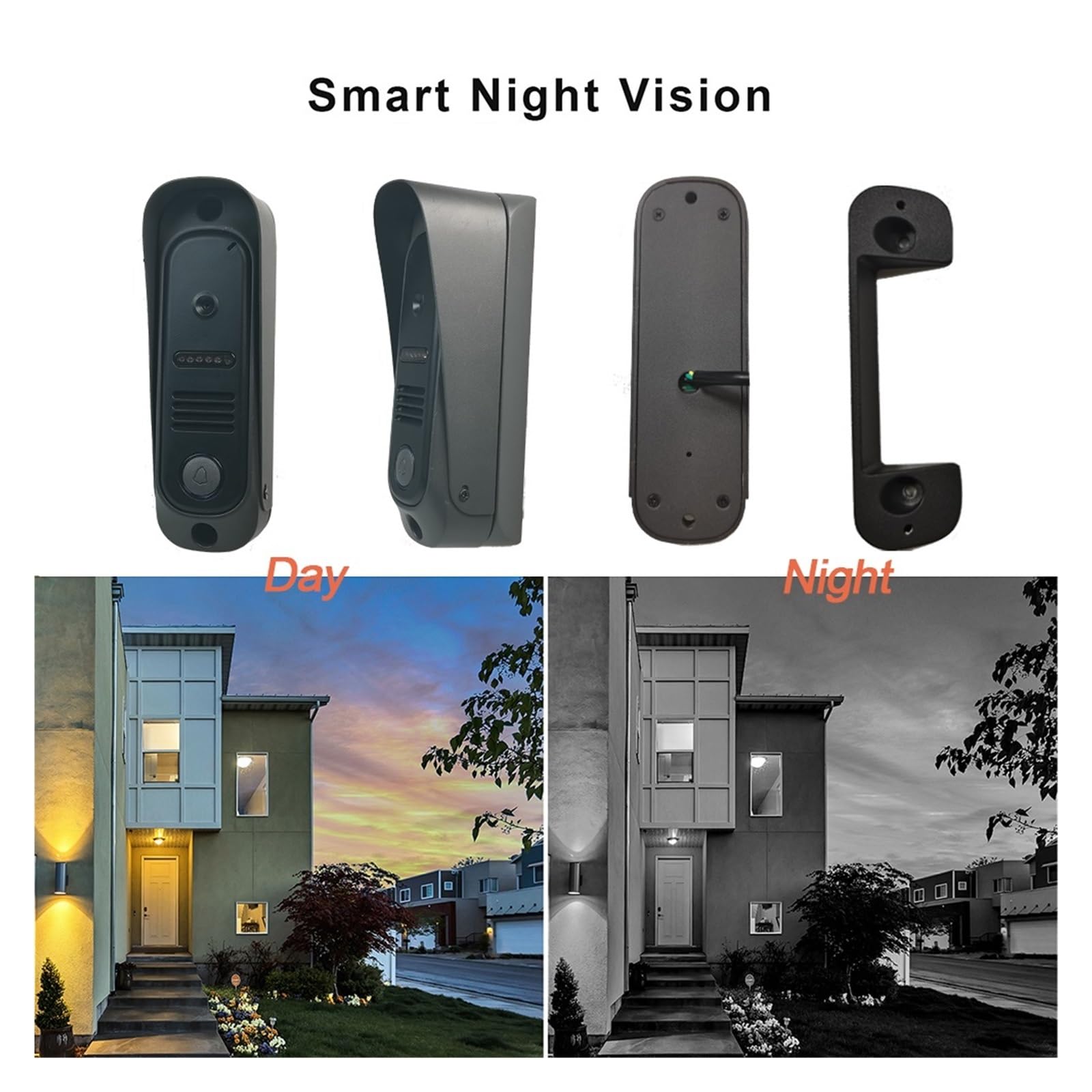 4 Wired Video Doorphone RFID Unlock Intercom Camera Doorbell with 7 Inch Screen Night Vision Home Door Entry for Villa