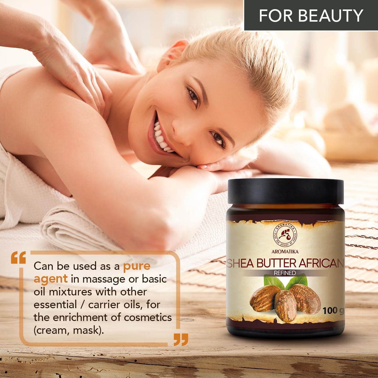 African Shea Butter 100ml - Refined - 100% Natural & Pure Shea Butter - Ghana - Best for Hair - Skin - Nail - Lip - Face - Body - Great for Beauty - Massage - Wellness - Karite Shea Butter