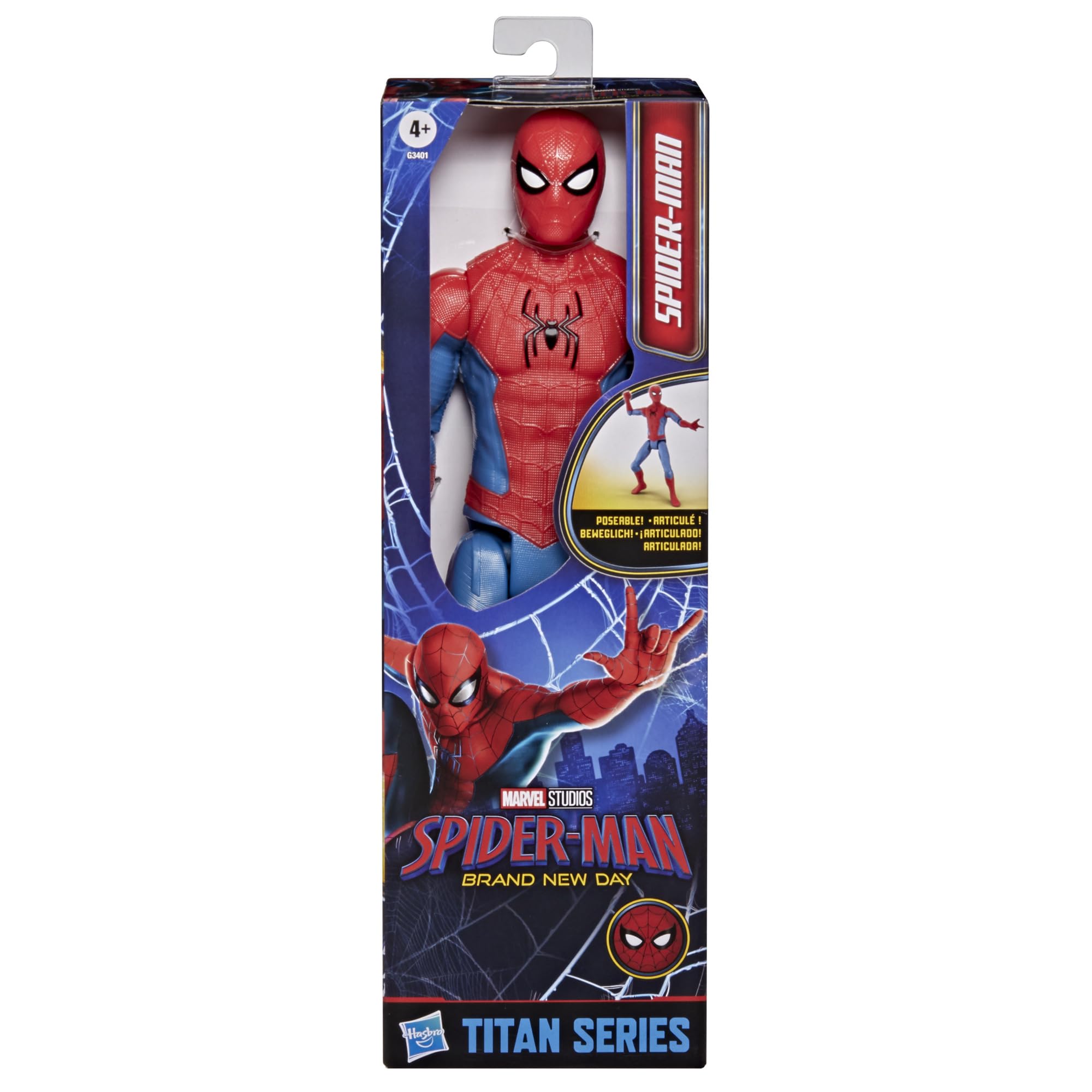 Marvel Spider-Man Day, Figura de acción Titan Series de 29,2 cm, Juguetes de superhéroes para niños y niñas a Partir de 4 años