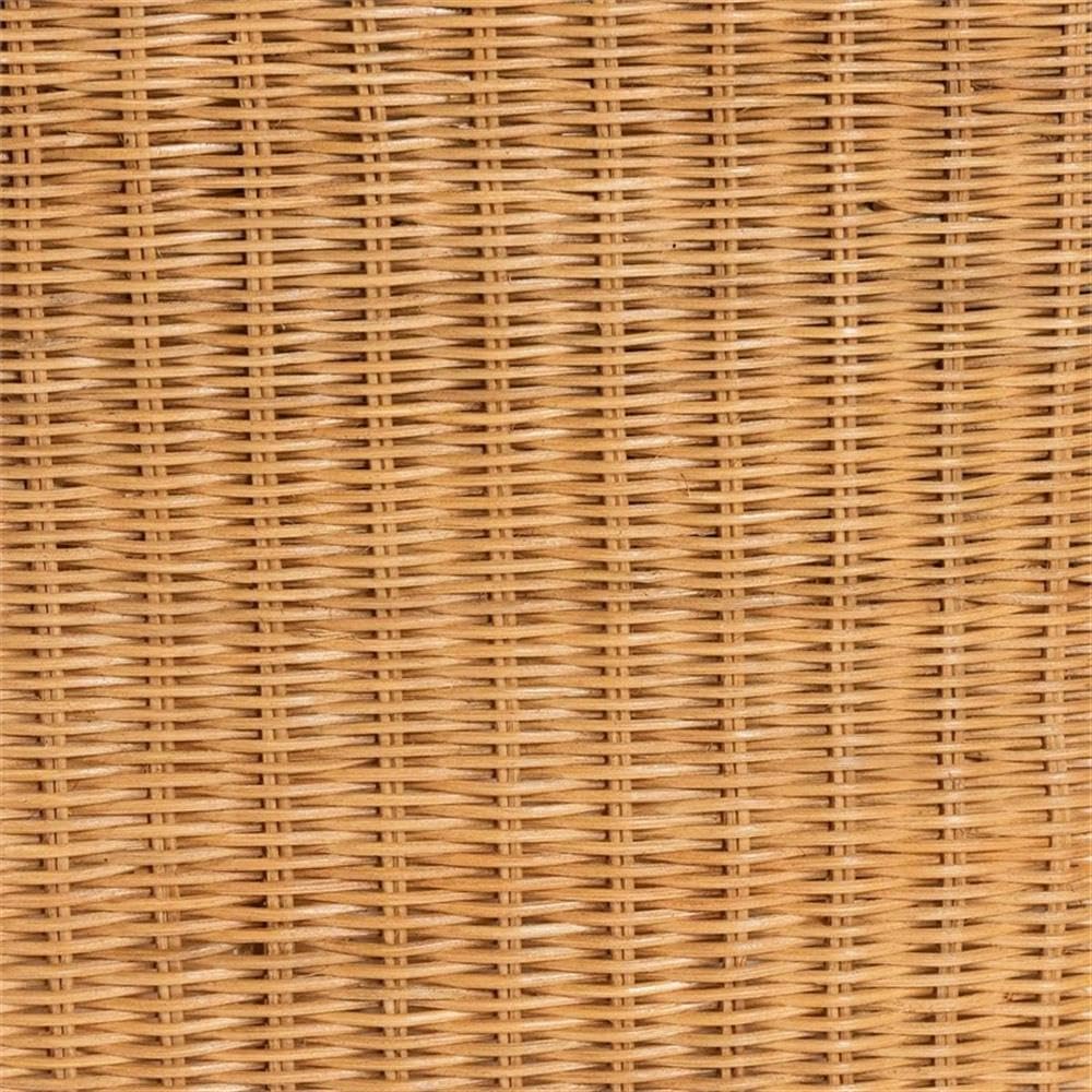 Pemberly Row 5-Piece Rattan Dining Set, Round Table 42 in, Barrel Chairs with Cushions, Natural Rattan, Mahogany Wood, Braided Edges, Ergonomic Design for Kitchen, Sunroom or Covered Outdoor Spaces