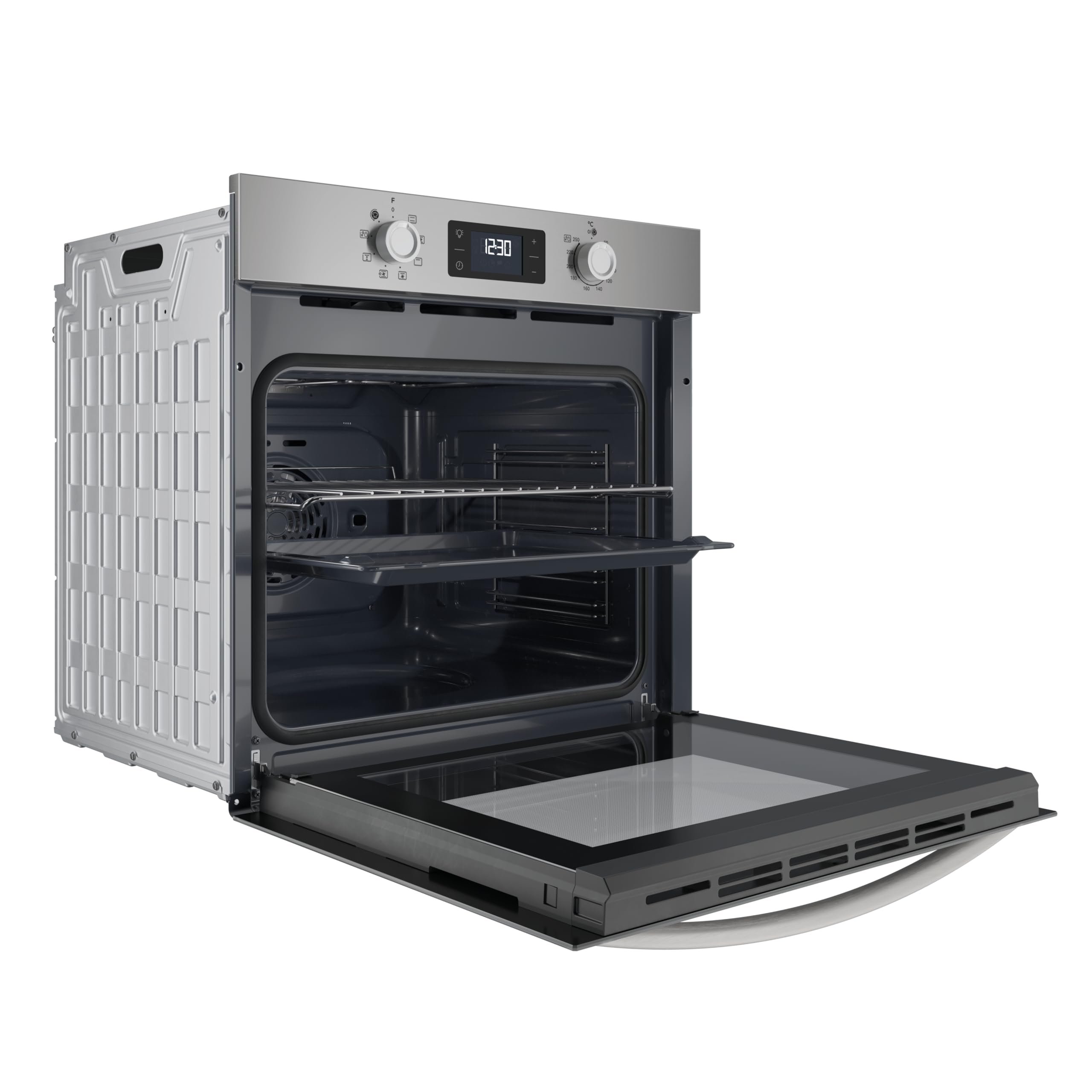 Indesit IO 255H X - Forno Multifunzione Da Incasso, Elettrico, Ventilato 71L, Acciaio Inox, Classe A. Turn And Go, Click And Go, Grill Integrale Reclinabile, Pulizia Vapore. 59,5 x 59,5 x 55,1cm