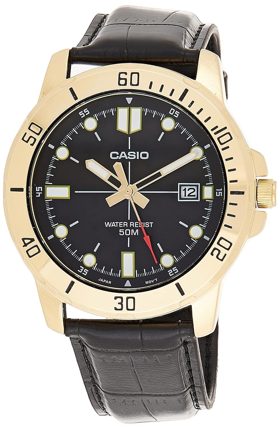 Casio watch men analog brown dial stainless steel