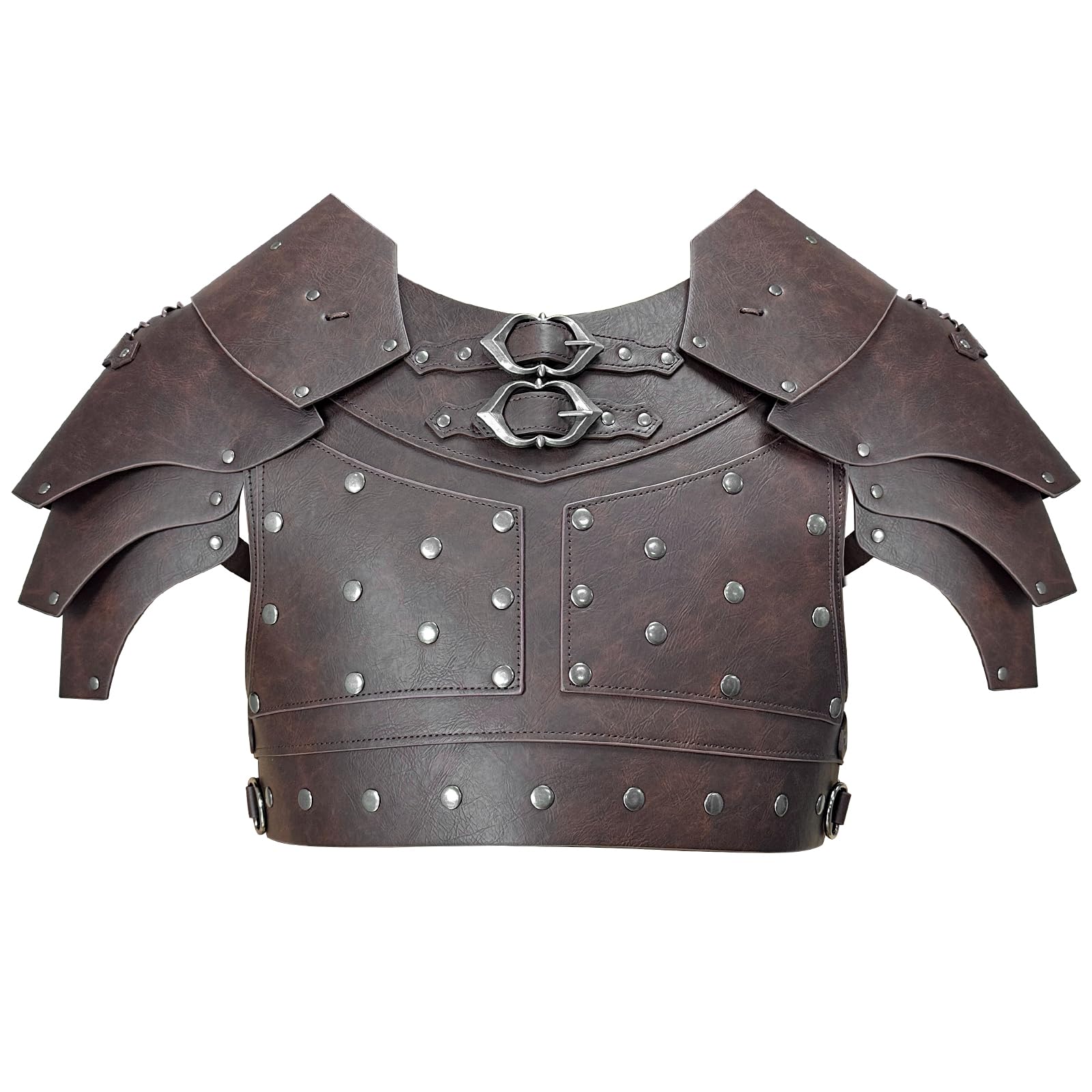 HiiFeuer Armatura medievale in finta pelle per il petto, Armatura a spalla Pauldron vintage regolabile Armatura da cavaliere arciere mercenario