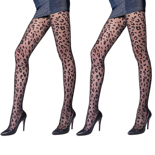2 Piezas De Medias De Patrones De Leopardo Negro, Cómodas Y Transpirables, Personalizadas Y Modernas