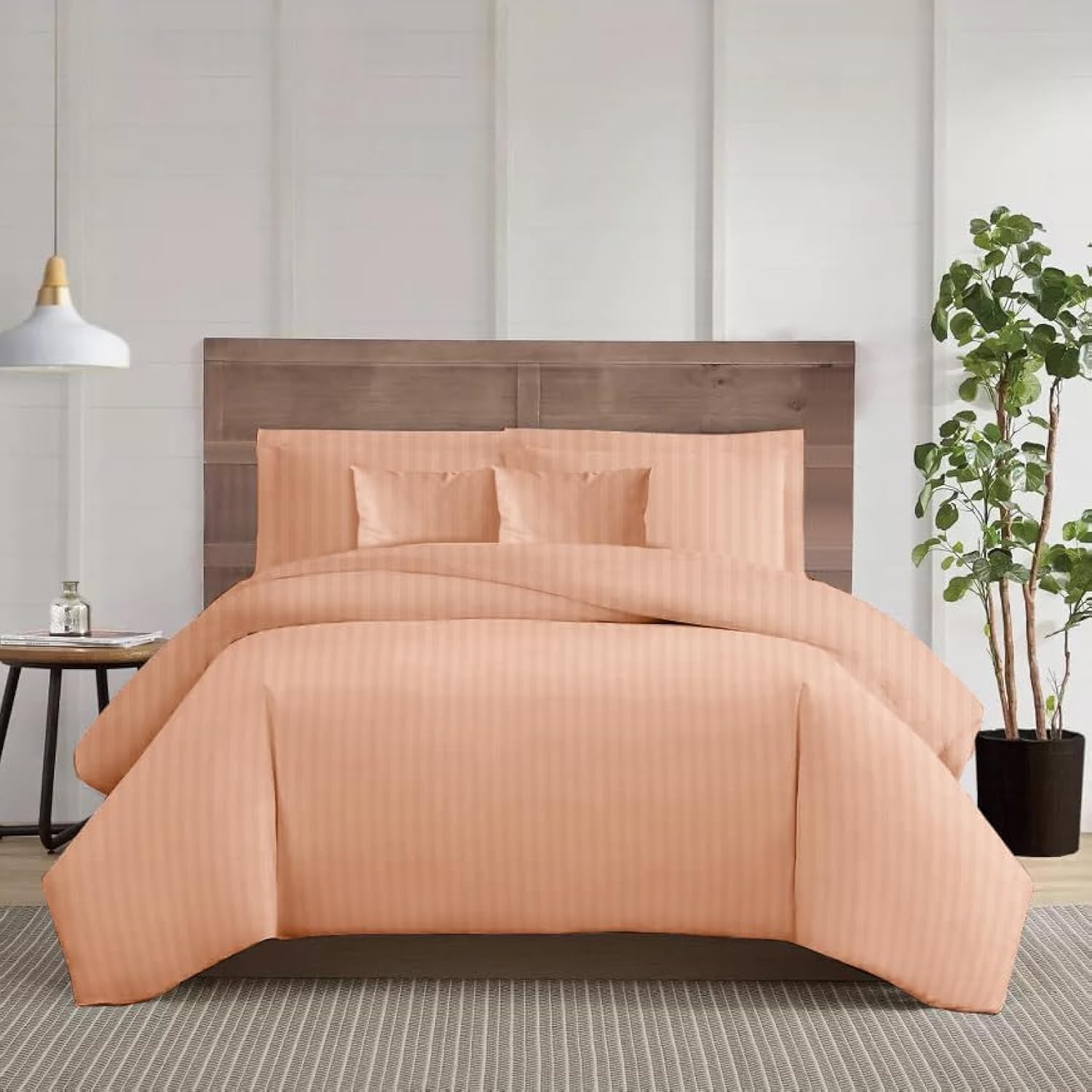 Sleep Well 6-Piece Comforter Set 100% Microfiber- 1pc comforter (160x220cm), 1pc flat sheet (160x220cm), 2pcs pillowcase (50x75+17cm), 2pcs filled cushions (45x45cm) - Peach