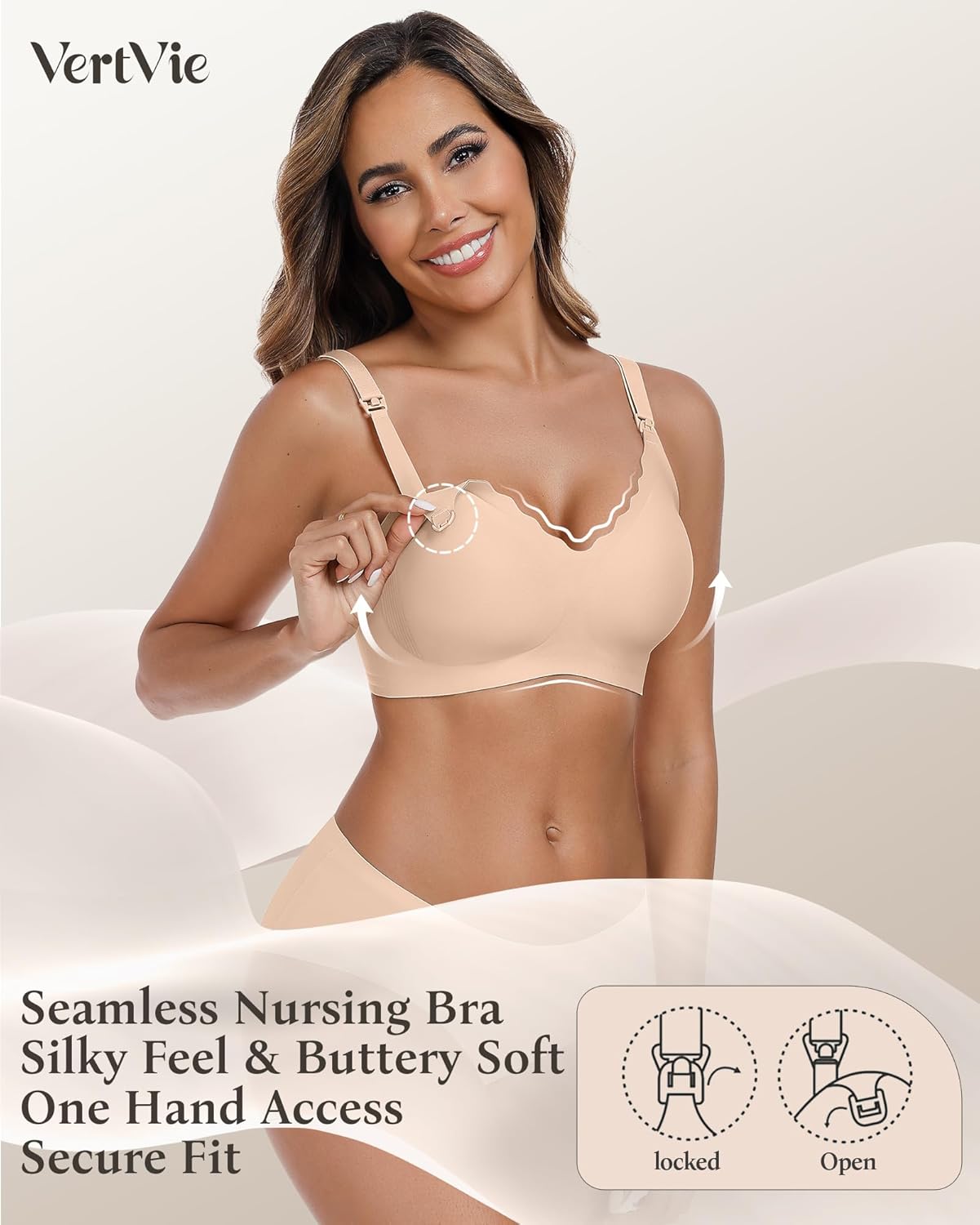Vertvie 3 Pack Nursing Bras for Breastfeeding Seamless Comfort Maternity Bra Wireless Support Pregnancy Sleep Bralette Natural Shape(Nude+Black+Coffee,3X-Large)