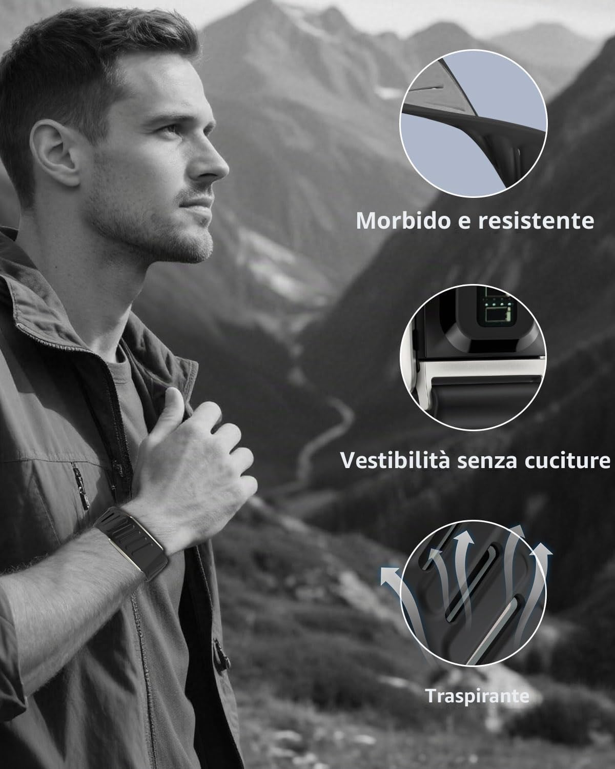 Cinturini Sportivi Compatibili con WHOOP 5.0/MG Cinturino per Donna e Uomo - Morbidi, Traspiranti e Comodi, Cinturini di Ricambio Regolabili - Non Compatibili con Gen 4