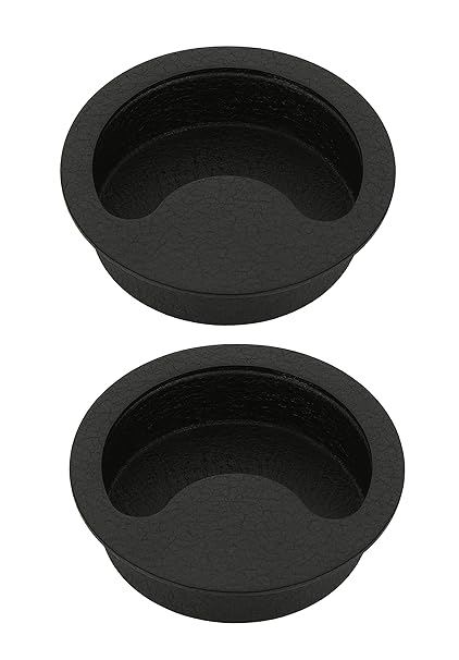 Nixnine Round Concealed Sliding Handle for Door Handle and Door Pull Handle, Drawer Pull, Cupboard Door, (2 Inch, Qubik Black) Pack of (2, 3 Inch)