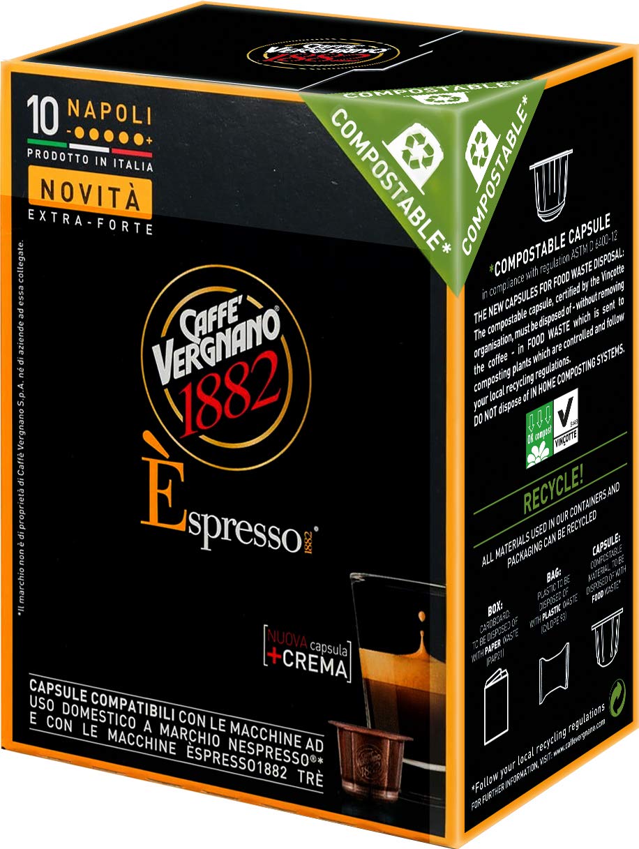 Caffe Vergnano Nespresso Napoli Capsules 3 Boxes X 10 capsules each box Grocery