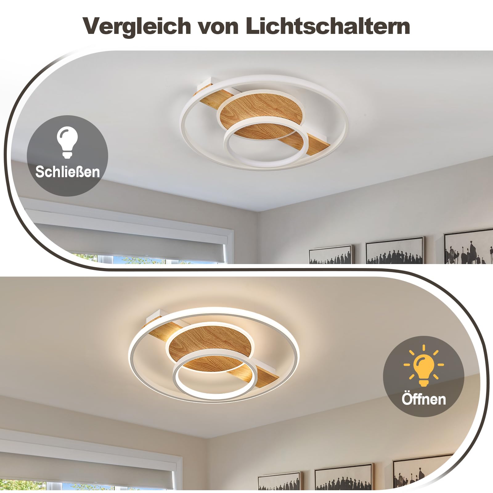 Qamra Modern Round LED Deckenleuchte,Weiß Deckenlampe 50 cm,4000 K | Deckenleuchte aus Aluminium, Metall und Silikon,Geeignet für Wohnzimmer, Schlafzimmer, Badezimmer, Flure,Küchen,48 W